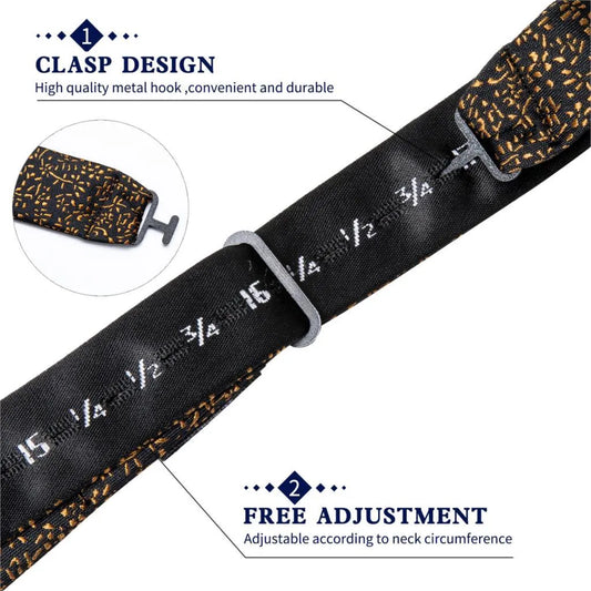 Golden Leaves Silk Bow Tie Set -Guocali