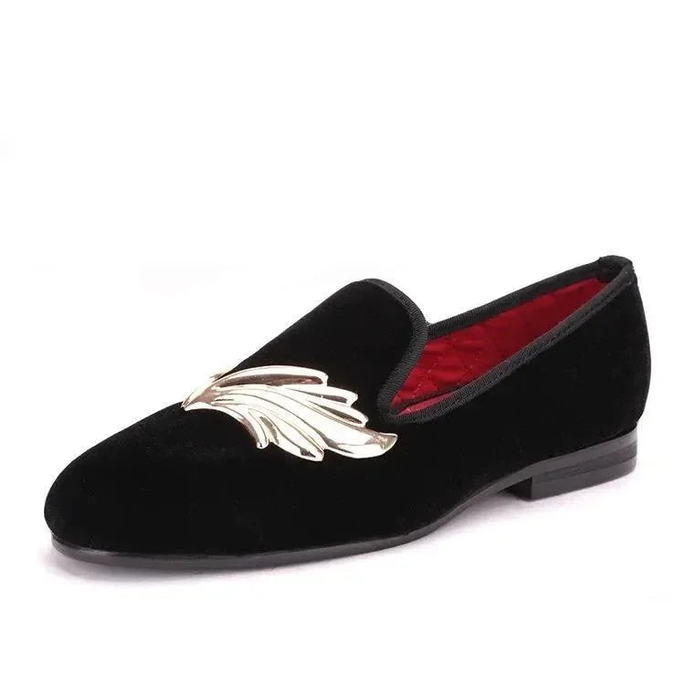Golden Touch Velvet Loafers for Women -Guocali