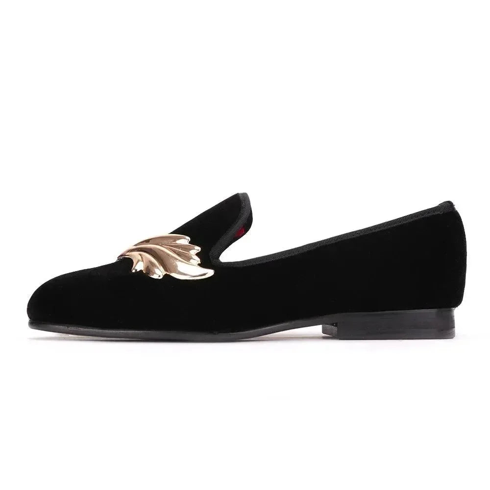 Golden Touch Velvet Loafers for Women -Guocali