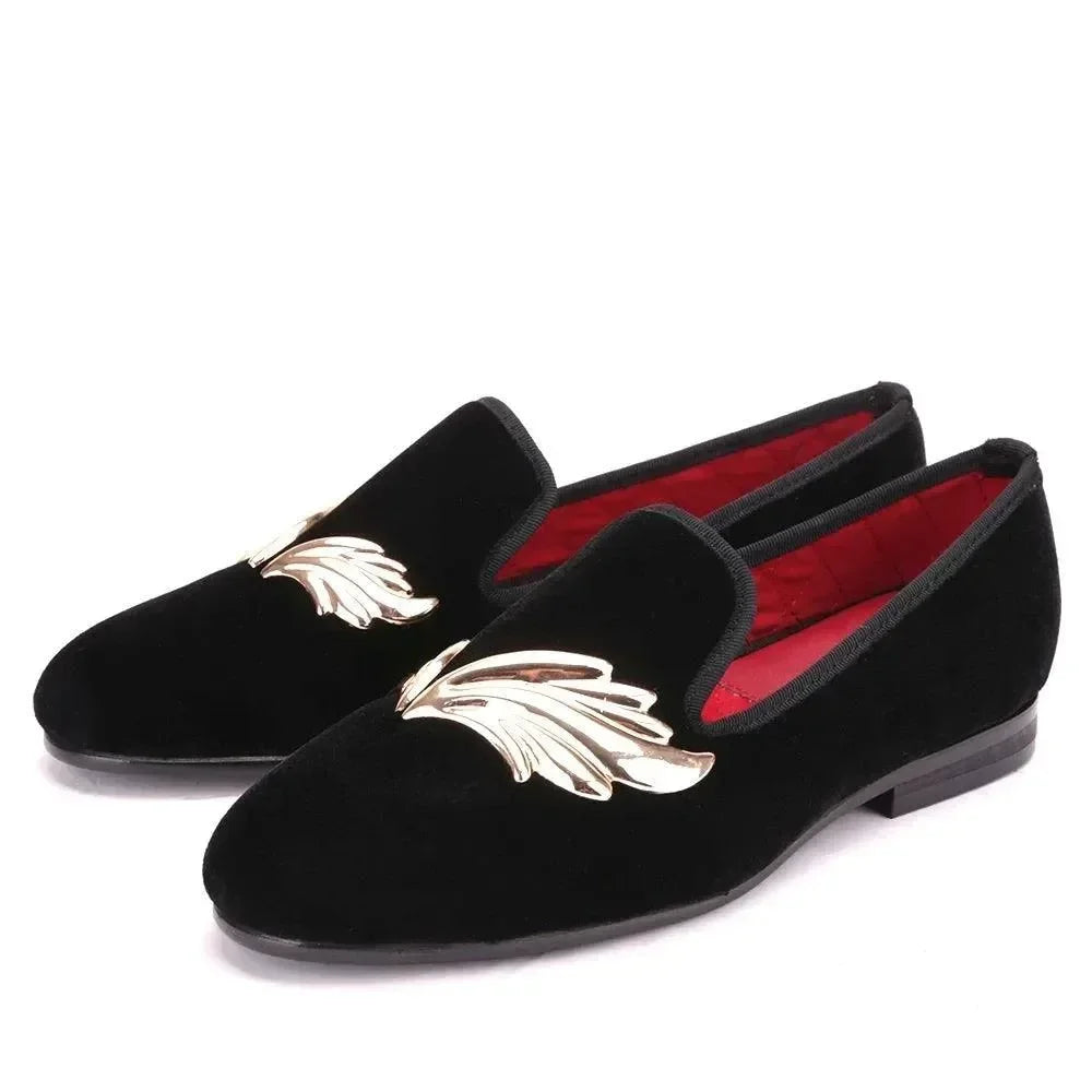 Golden Touch Velvet Loafers for Women -Guocali