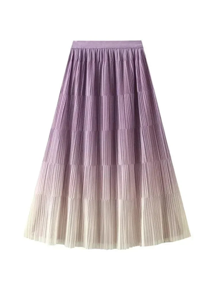 Gradient Color Loose Mid Length Skirt Women -Guocali
