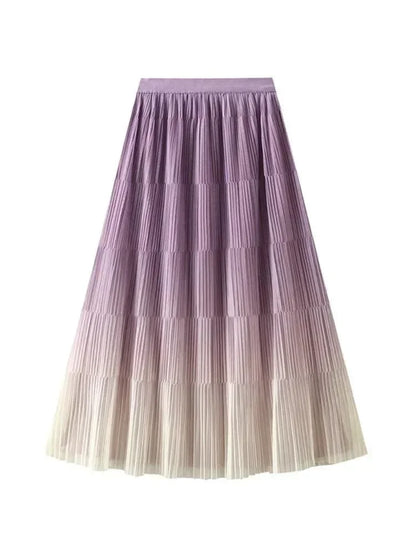 Gradient Color Loose Mid Length Skirt Women -Guocali