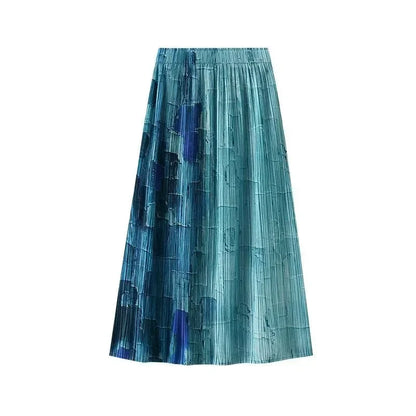 Gradient High Waist A-Line Skirt -Guocali