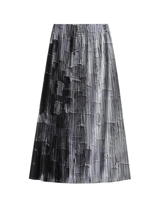 Gradient High Waist A-Line Skirt -Guocali