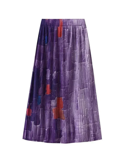 Gradient High Waist A-Line Skirt -Guocali