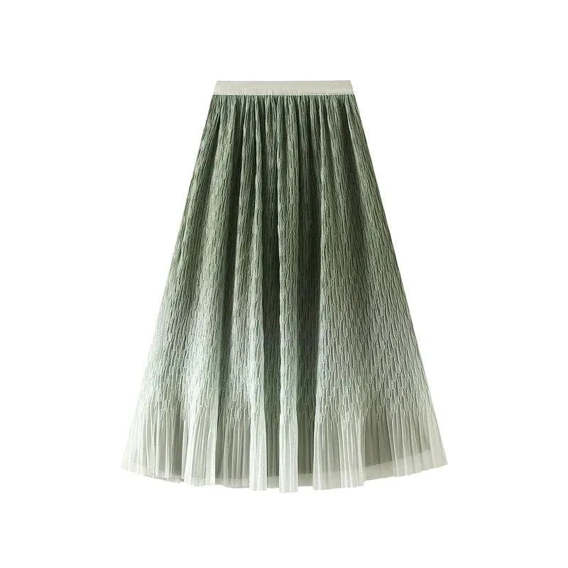 Gradient Mesh Pleated Skirt Multi-color Elegant Women Skirt - Pleated Skirt - Guocali