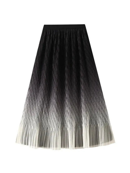 Gradient Mesh Pleated Skirt Multi-color Elegant Women Skirt - Pleated Skirt - Guocali