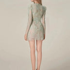 Green Lace Bodycon Long-Sleeve Party Dress -Guocali