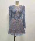 Green Lace Bodycon Long-Sleeve Party Dress -Guocali