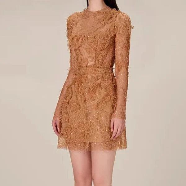 Green Lace Bodycon Long-Sleeve Party Dress - Party Dress - Guocali