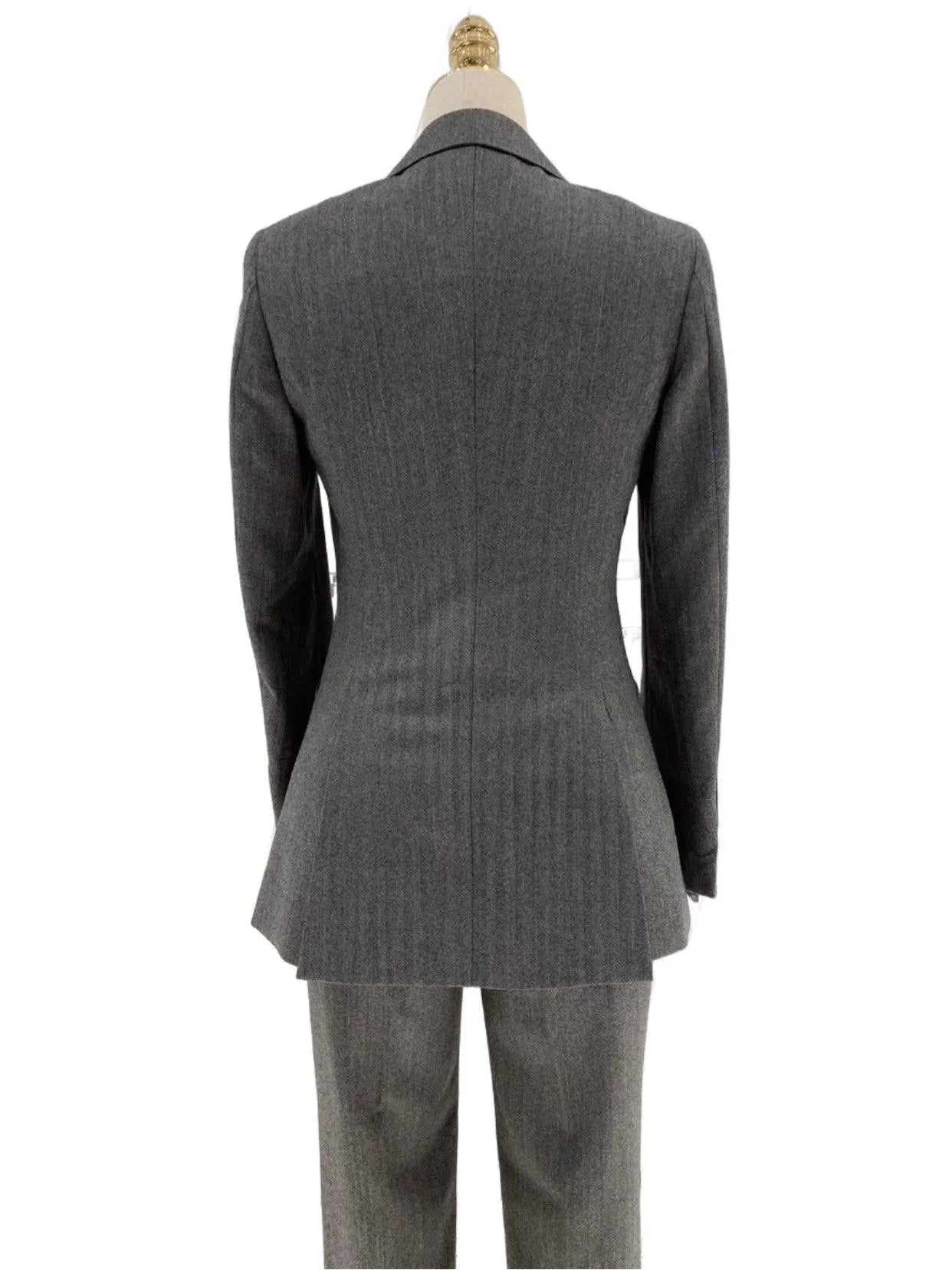 Grey Women Trouser Suit - Worsted Wool Suit - High-end Pantsuit -Guocali