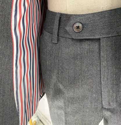 Grey Women Trouser Suit - Worsted Wool Suit - High-end Pantsuit -Guocali