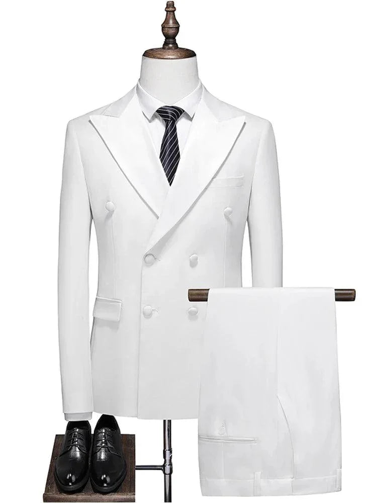 Elegant Men’s Suit - Solid Double-Breasted