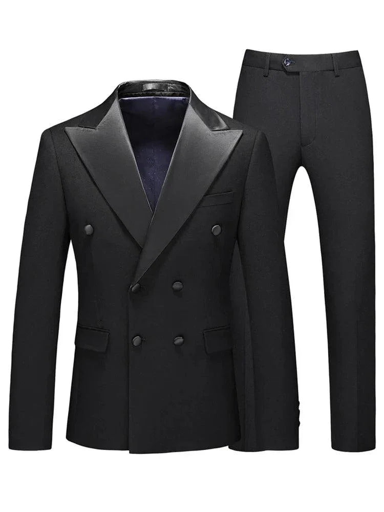 Elegant Men’s Suit - Solid Double-Breasted
