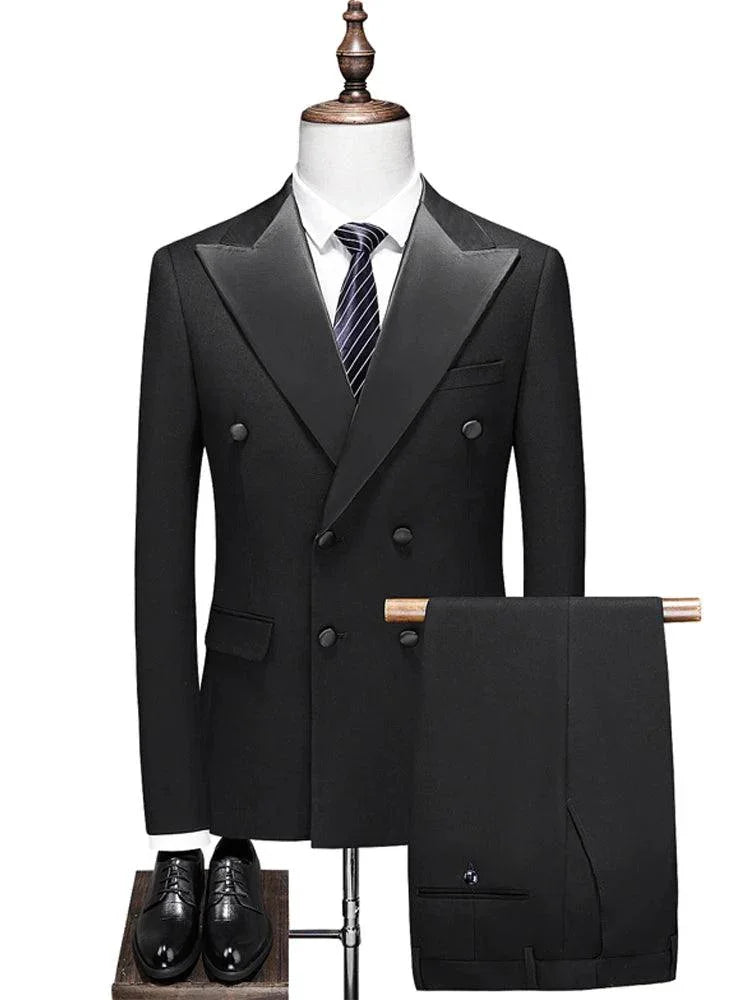 Elegant Men’s Suit - Solid Double-Breasted