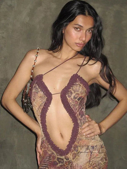 Halter Neck Backless Long Dress -Guocali