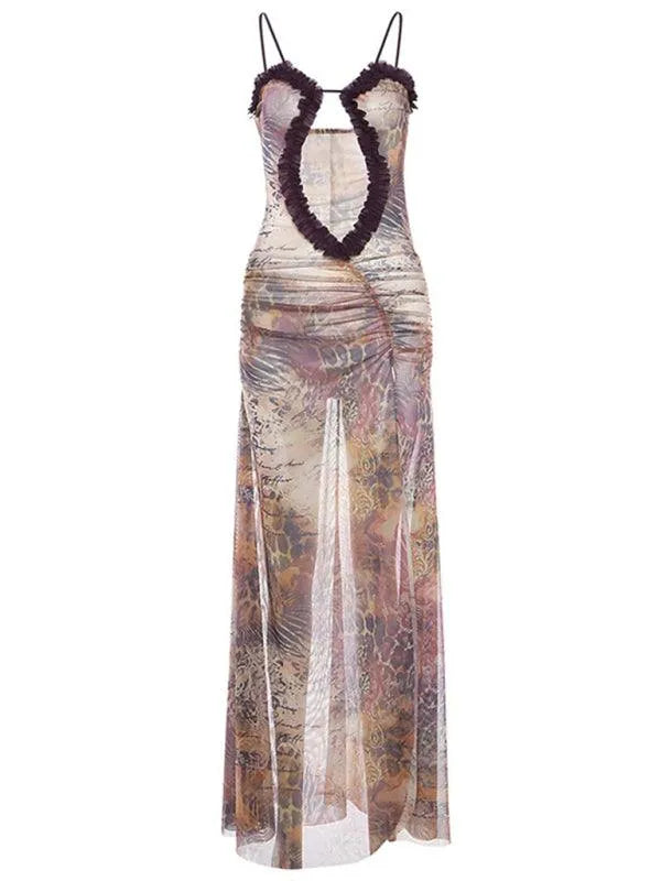 Halter Neck Backless Long Dress -Guocali