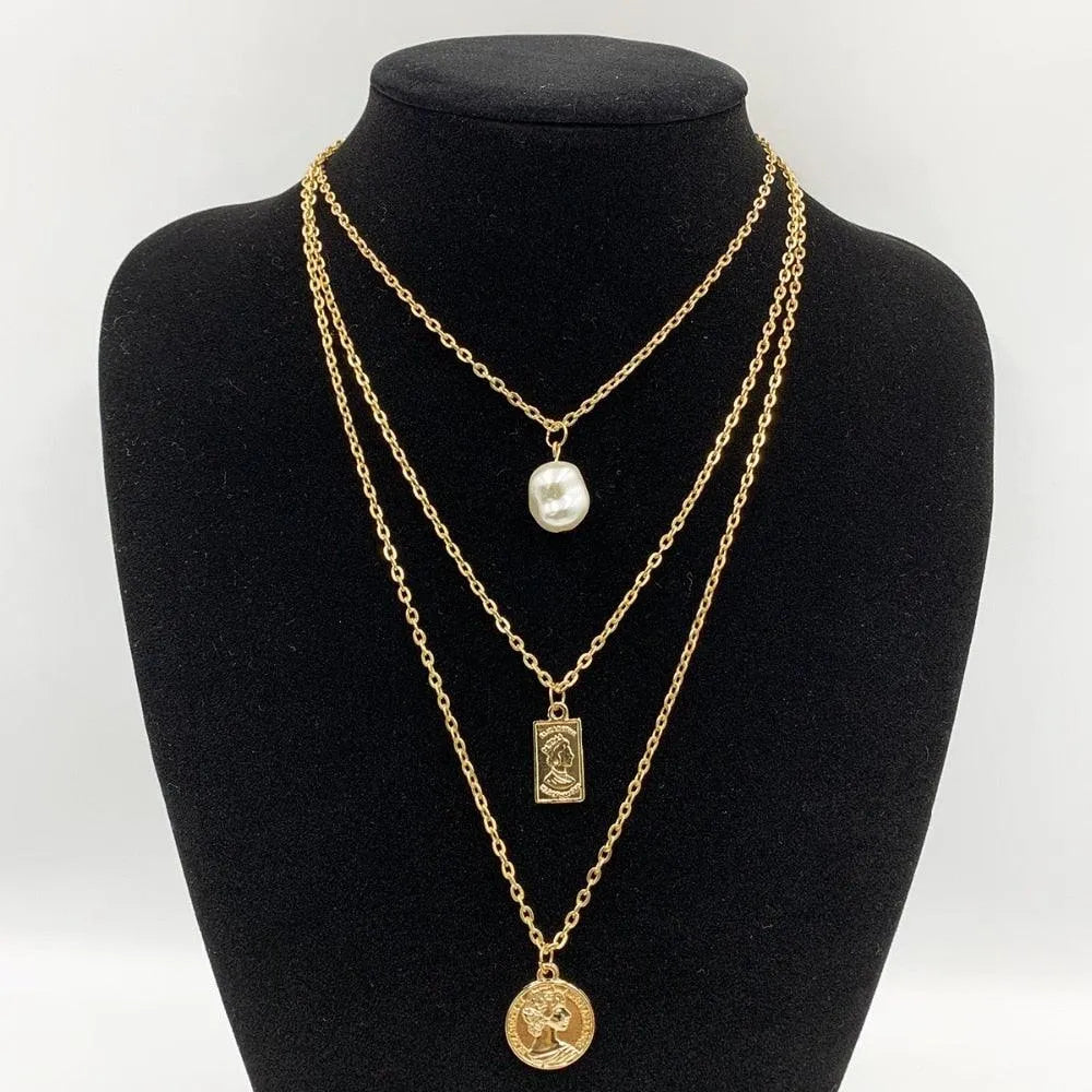 Head Pendant Necklace - Multi-Layered Women Jewelry -Guocali