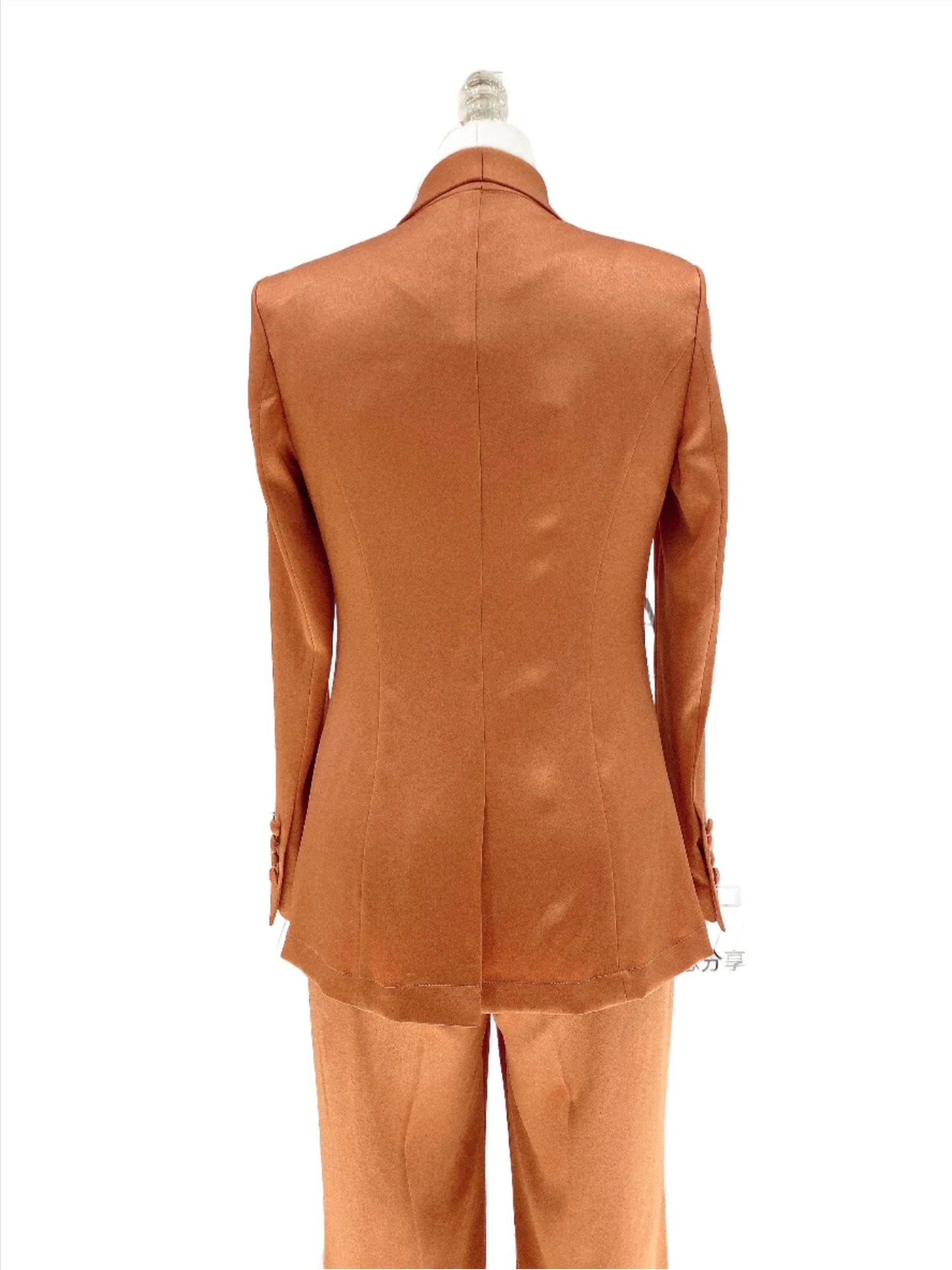 High-End fine Silk Satin Two-Piece Pant Suit -Guocali