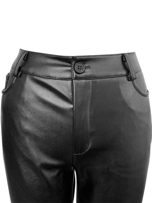 High Waist Tight PU Leather Pants - Leather Pants - Guocali