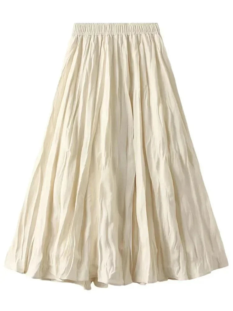 High-Waisted Elastic Pleated Skirt -Guocali