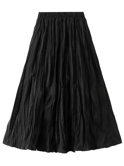 High-Waisted Elastic Pleated Skirt -Guocali