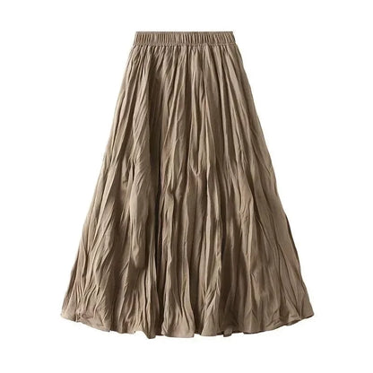 High-Waisted Elastic Pleated Skirt -Guocali
