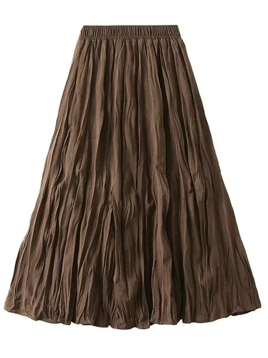 High-Waisted Elastic Pleated Skirt -Guocali