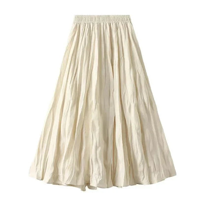 High-Waisted Elastic Pleated Skirt -Guocali