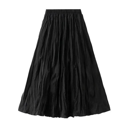 High-Waisted Elastic Pleated Skirt -Guocali