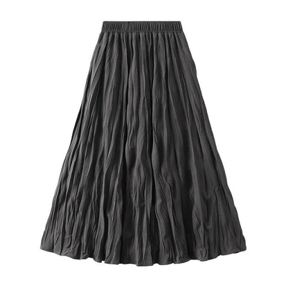 High-Waisted Elastic Pleated Skirt - Pleated Skirt - Guocali