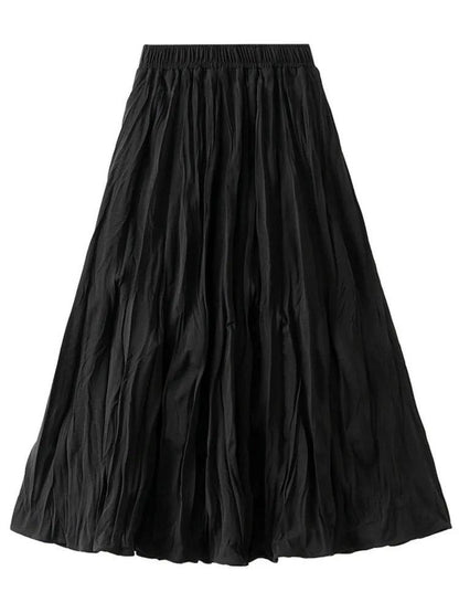 High-Waisted Elastic Pleated Skirt - Pleated Skirt - Guocali