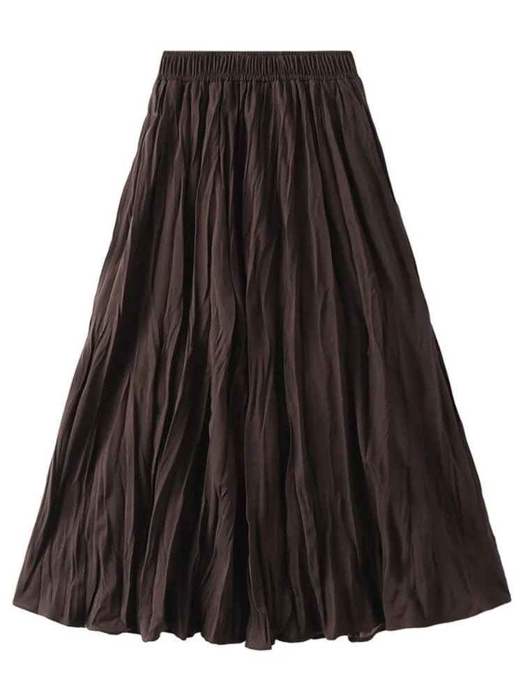 High-Waisted Elastic Pleated Skirt - Pleated Skirt - Guocali