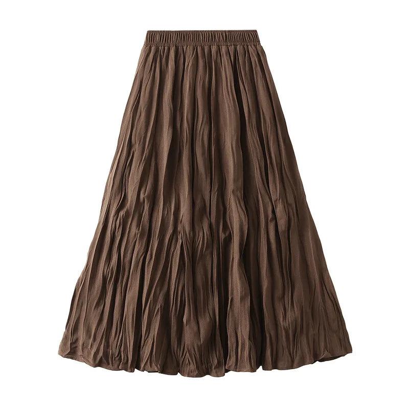 High-Waisted Elastic Pleated Skirt - Pleated Skirt - Guocali