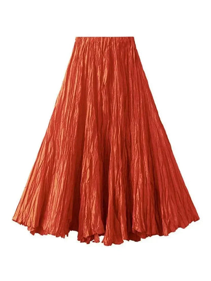 High-Waisted Pleated A-Line Skirt -Guocali