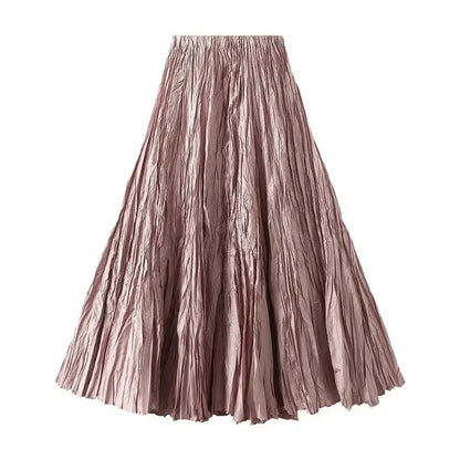 High-Waisted Pleated A-Line Skirt -Guocali