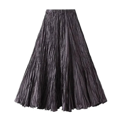 High-Waisted Pleated A-Line Skirt -Guocali