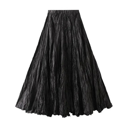 High-Waisted Pleated A-Line Skirt -Guocali