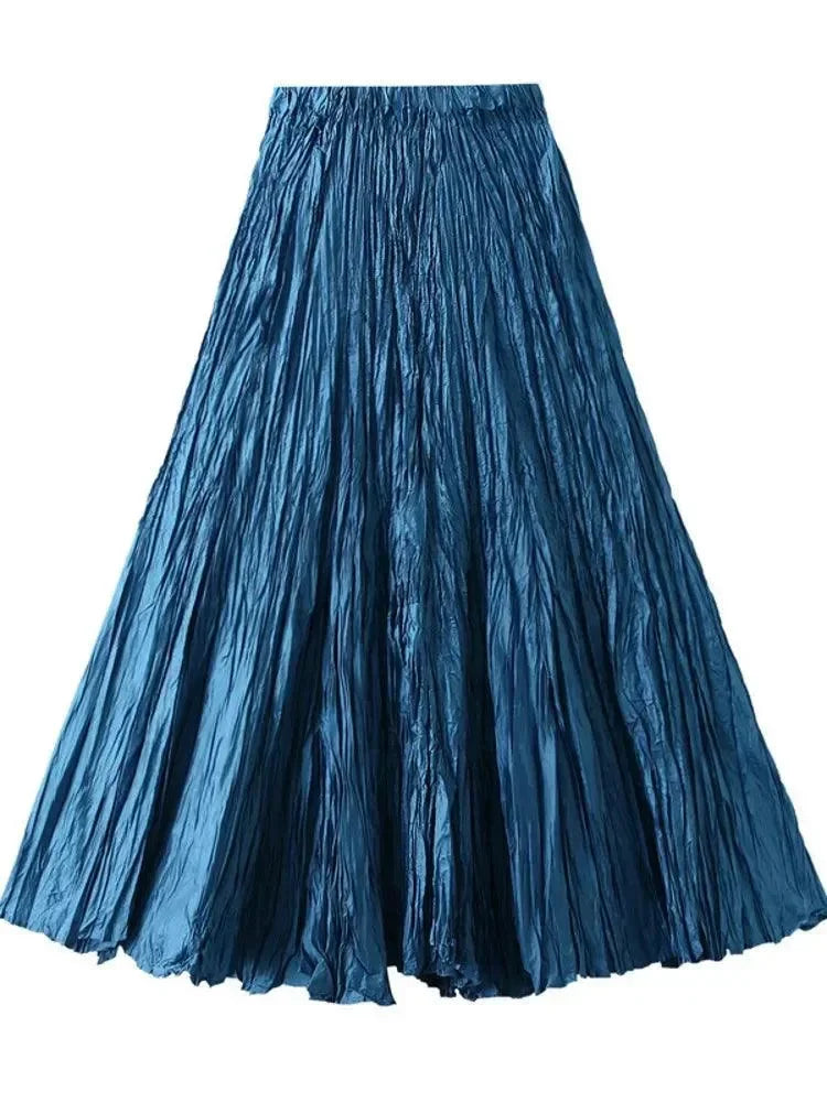 High-Waisted Pleated A-Line Skirt -Guocali