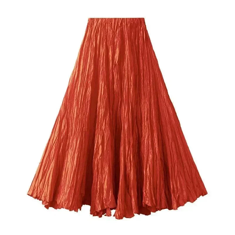 High-Waisted Pleated A-Line Skirt -Guocali