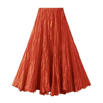 High-Waisted Pleated A-Line Skirt -Guocali