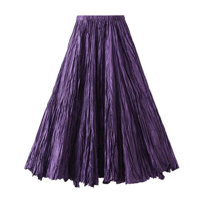 High-Waisted Pleated A-Line Skirt - Pleated Skirt - Guocali