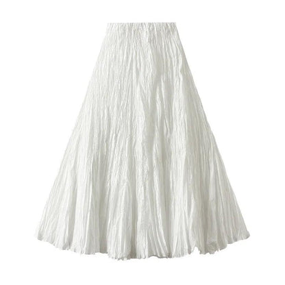 High-Waisted Pleated A-Line Skirt - Pleated Skirt - Guocali