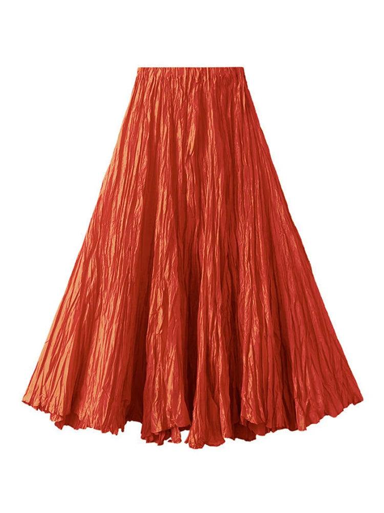 High-Waisted Pleated A-Line Skirt - Pleated Skirt - Guocali