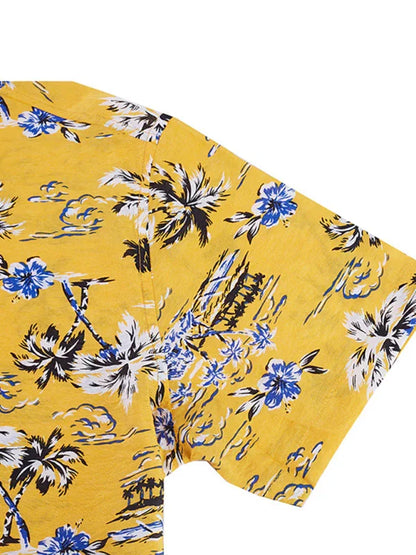 Men Casual Short Sleeves Hawaiian Shirt – Lightweight - Blue, White