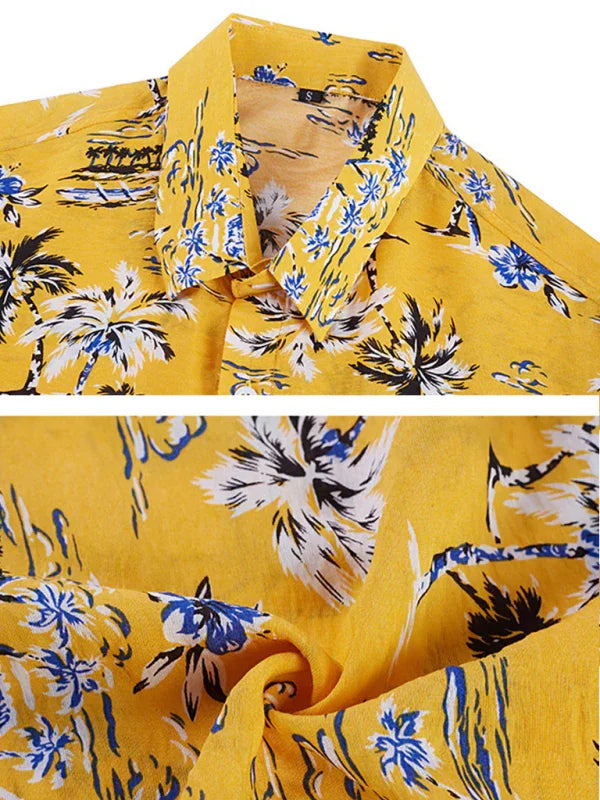 Men Casual Short Sleeves Hawaiian Shirt – Lightweight - Blue, White