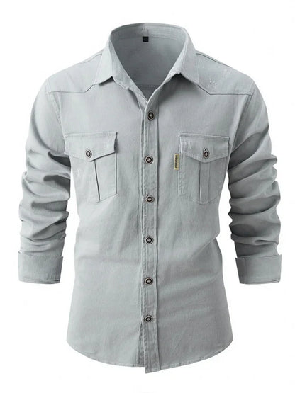 Men Cotton Long Sleeves Regular Fit Casual Shirt – Slight Elasticity - Green