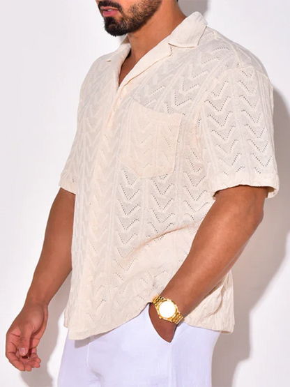Men Short Sleeves Relaxed Fit Casual Shirt – Lightweight - White