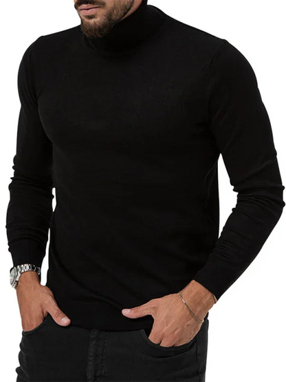 Men Turtleneck Long-Sleeves T-Shirt – Breathable - Red