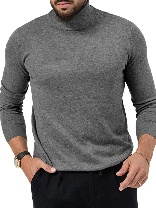 Men Turtleneck Long-Sleeves T-Shirt – Breathable - Red